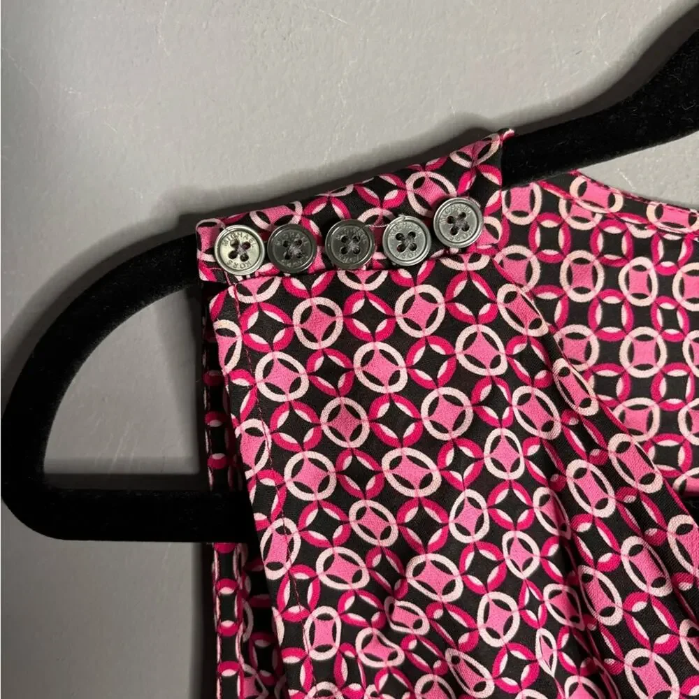 Michael Kors Pink Black Silk Draped Blouse 4